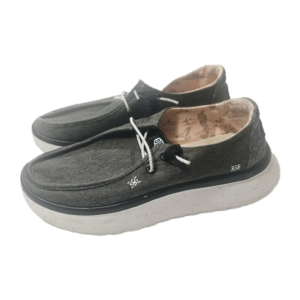 Hey Dude Wendy Rise Graphite Black Slip On Comfort Shoes Loafers Women's 10